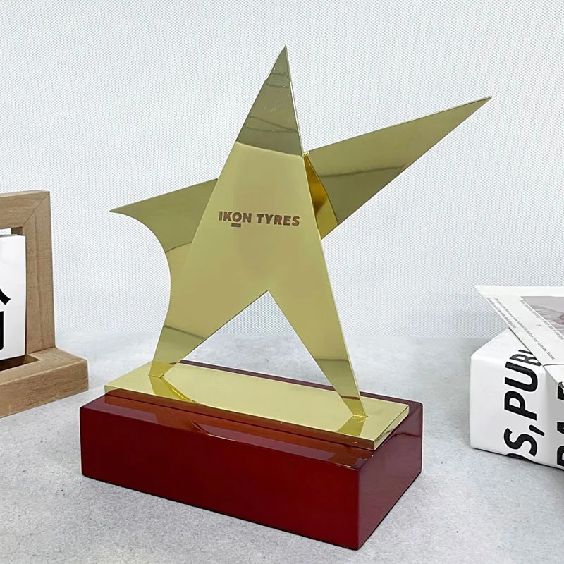Gold Star Trophy Wood Base