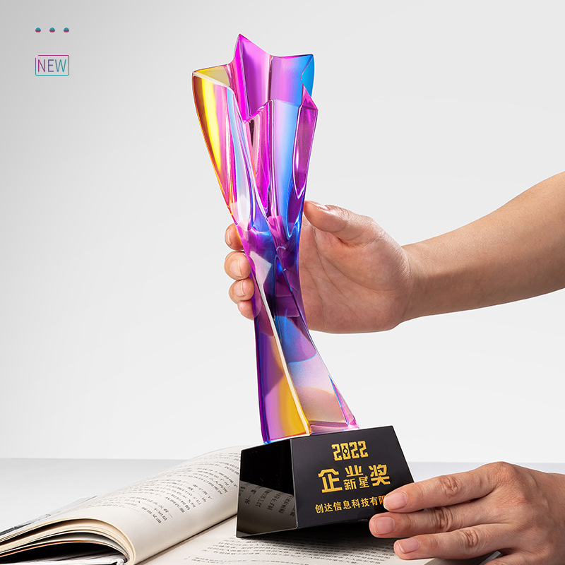 Colorful glass trophy custom