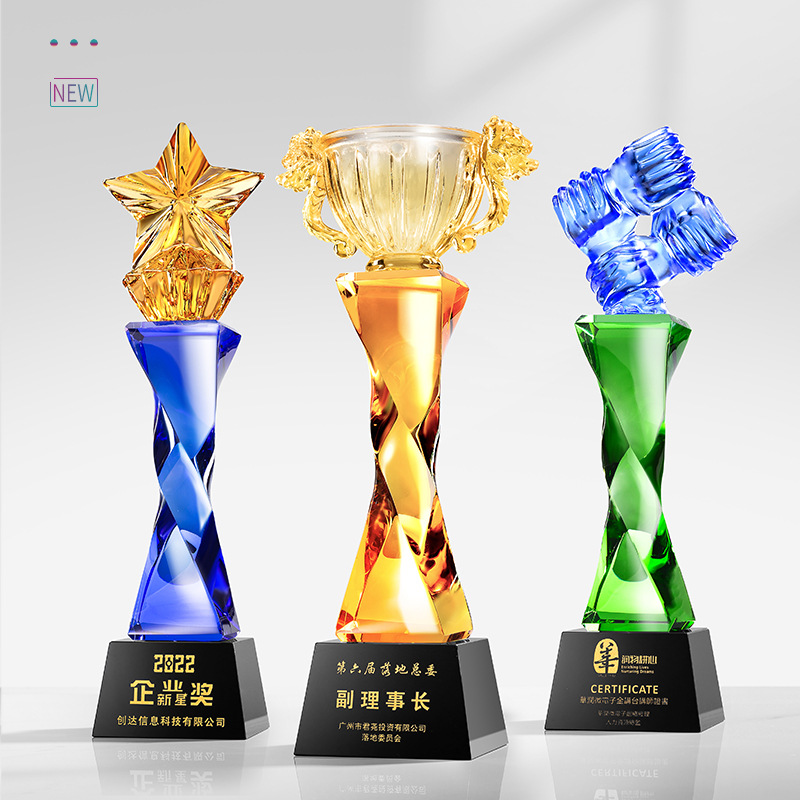 Colorful glass trophy custom