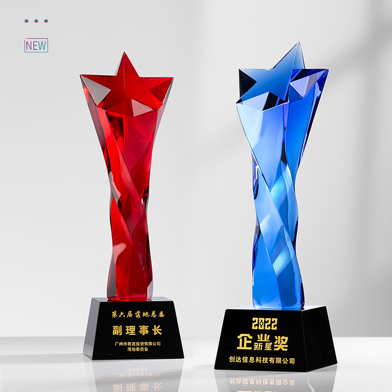Colorful glass trophy custom