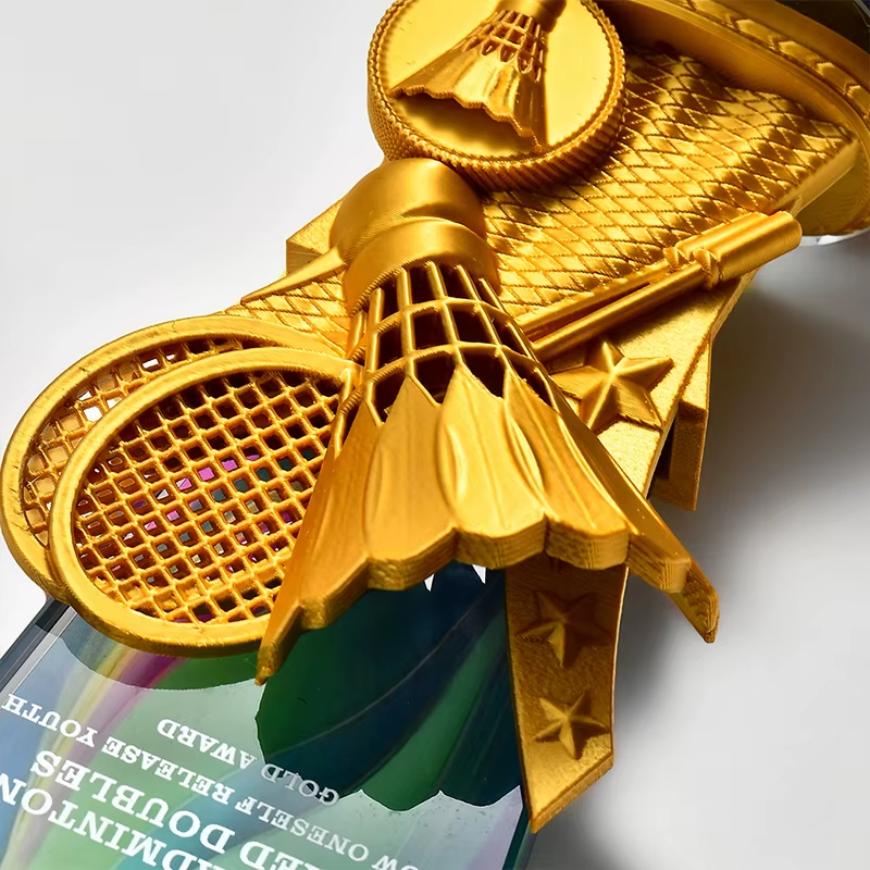 Creative badminton trophy