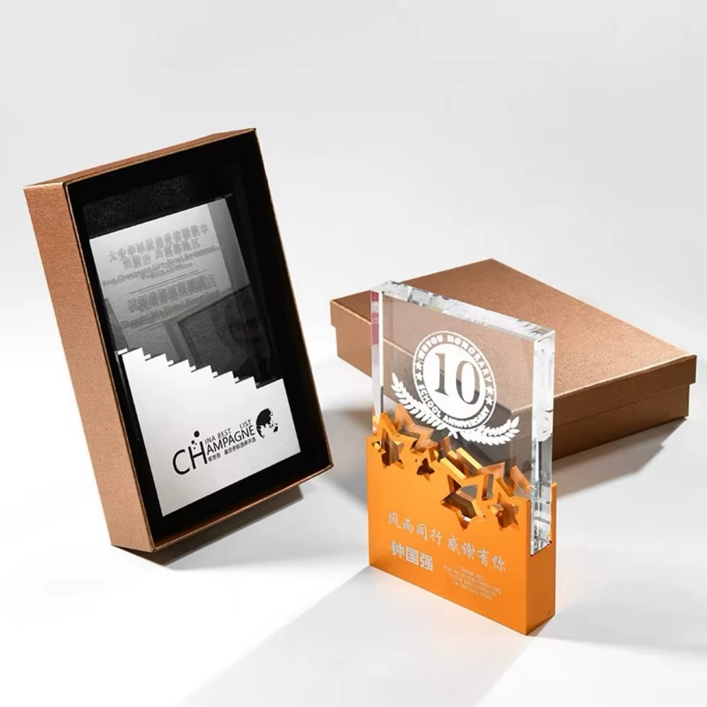 Square crystal plaque award