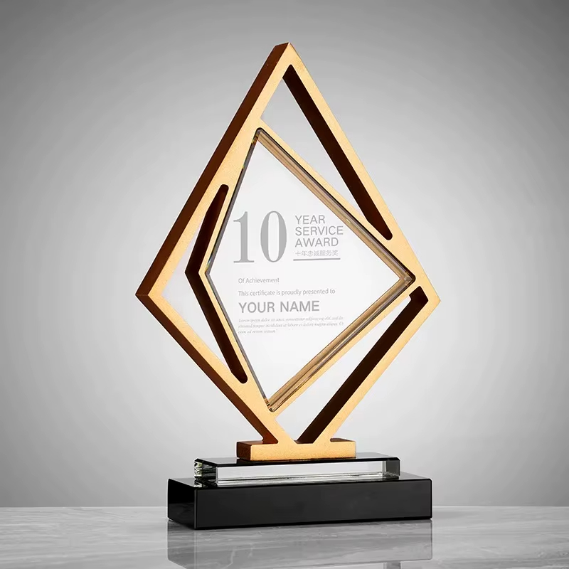 Diamond Shape Metal Trophy Custom