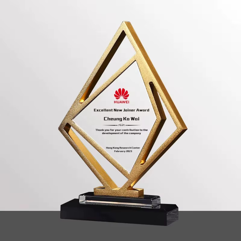 Diamond Shape Metal Trophy Custom