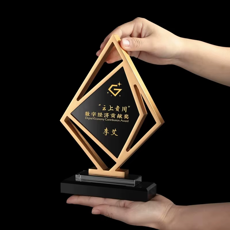 Diamond Shape Metal Trophy Custom