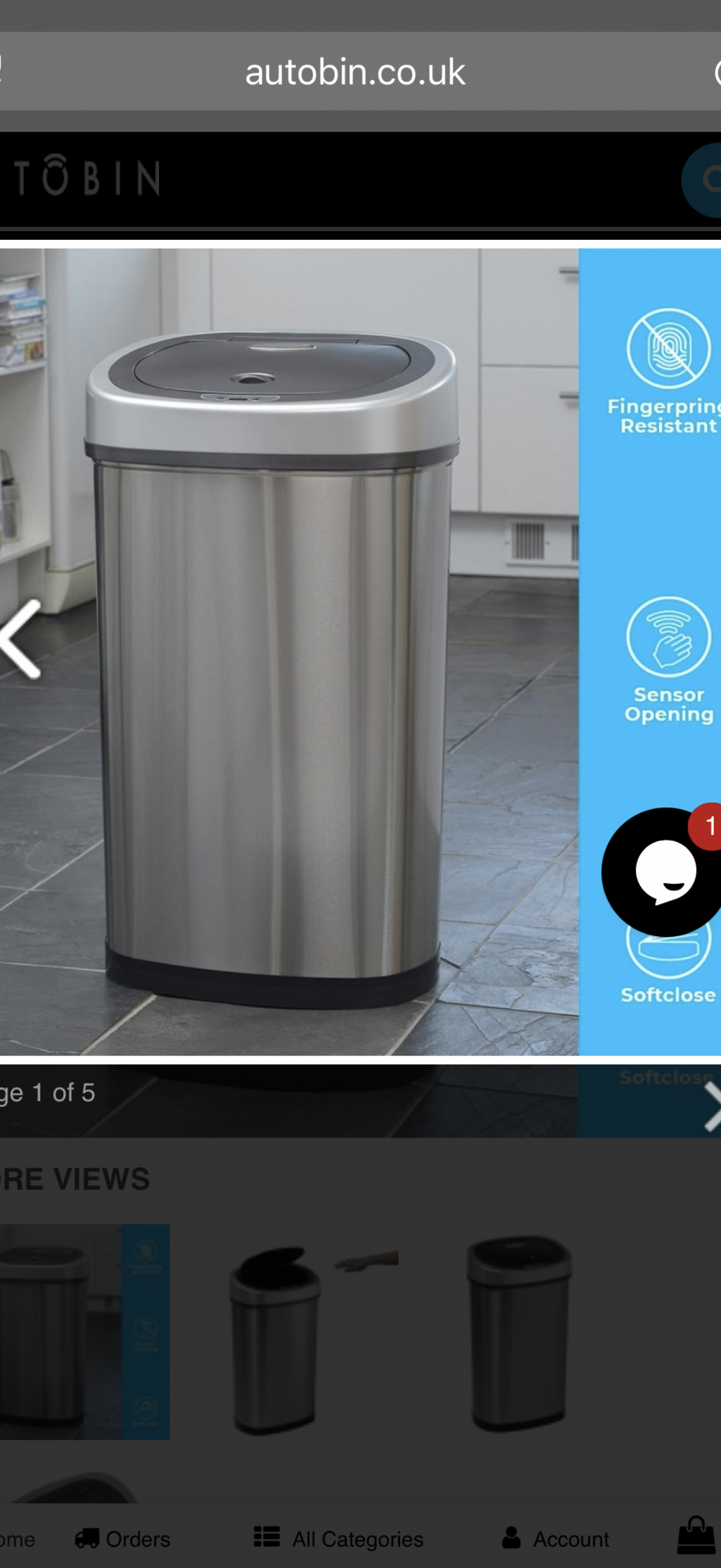 50 LITRE OVAL SERIES STAINLESS STEEL AUTOBIN
