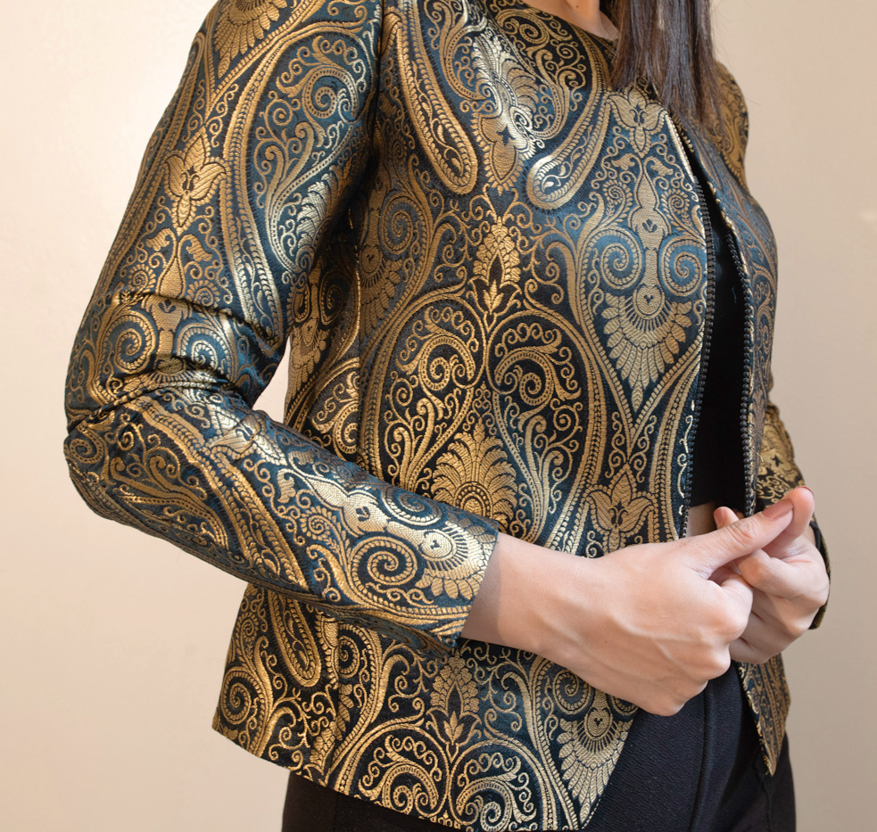 Brocade jacket in gold and black ornamentation