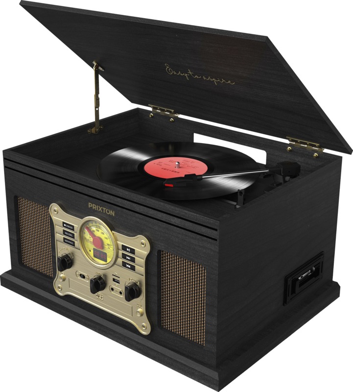Prixton Century vinyl turntable and music player - Solid black