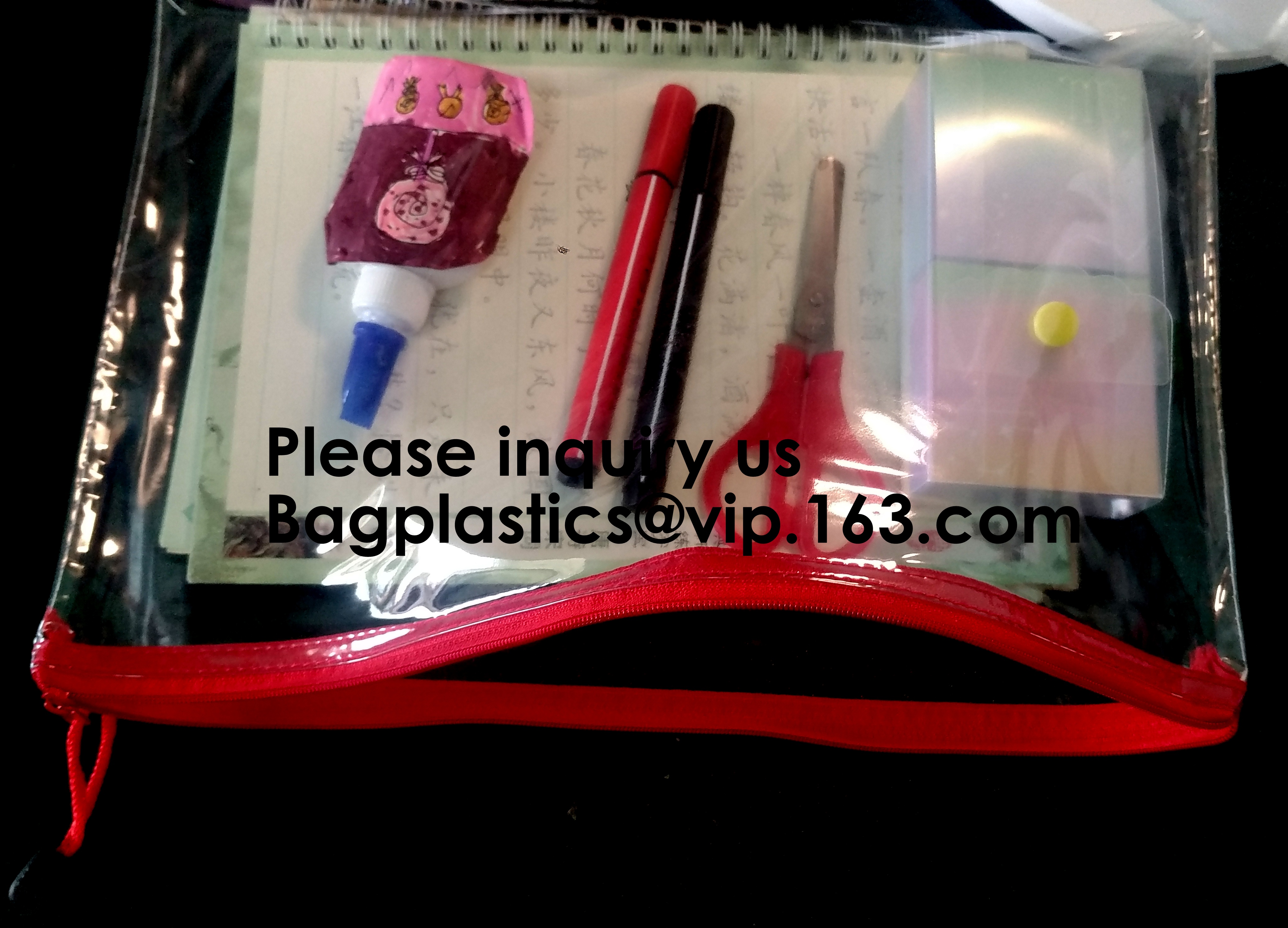 Slider zipper bag/transparent zip lock plastic packing bag for file,garment,scarf, reclosable plastic slider zipper bag