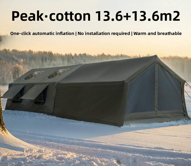 Winter outdoor temporary command post military green cotton fabric insulated canopy camping overnight automatic inflatable tent camping equipment
