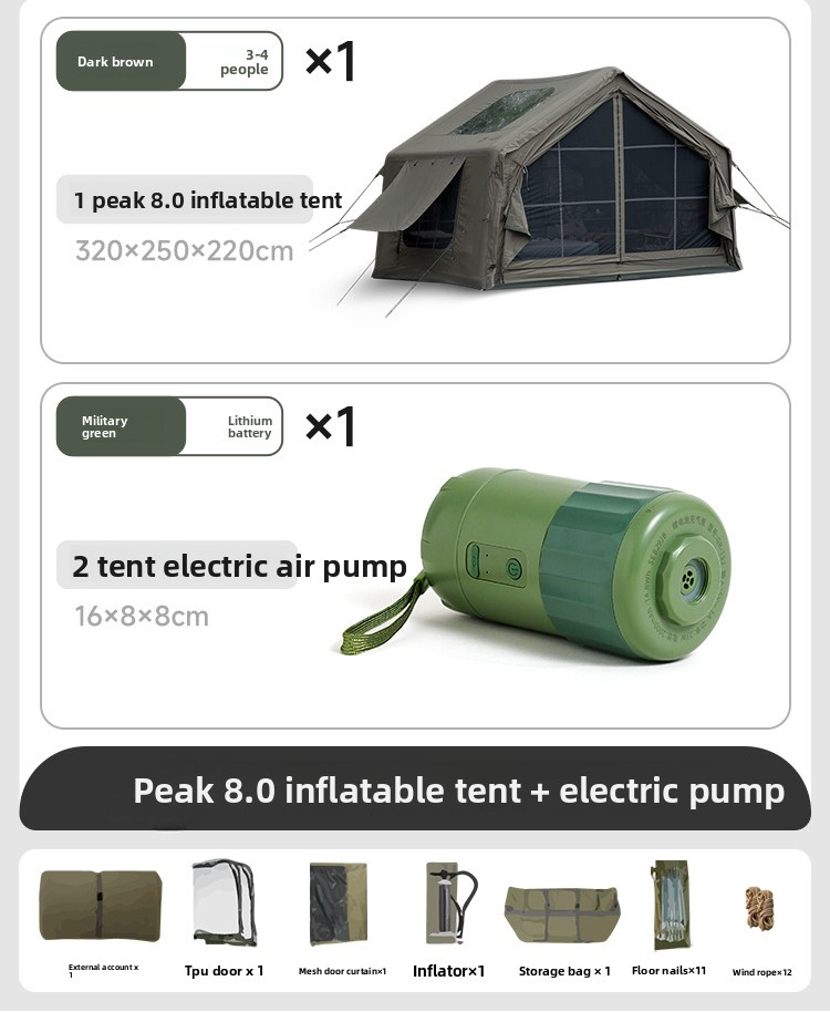 Winter outdoor temporary command post military green cotton fabric insulated canopy camping overnight automatic inflatable tent camping equipment