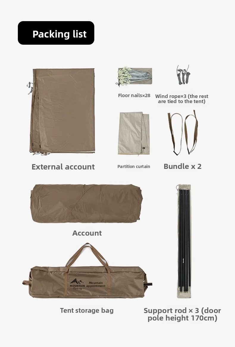 Foldable Vinyl Outdoor Camping Sun Protection Camping Ridge Tent