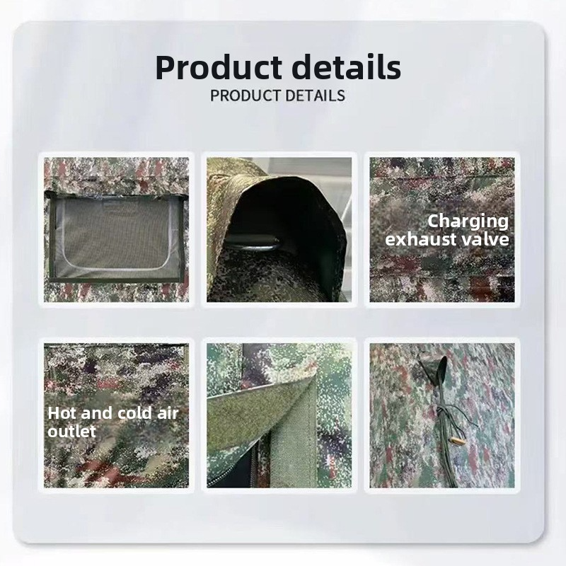 Outdoor large camouflage command inflatable tent, field training exercise ear-shaped inflatable tent for accommodation