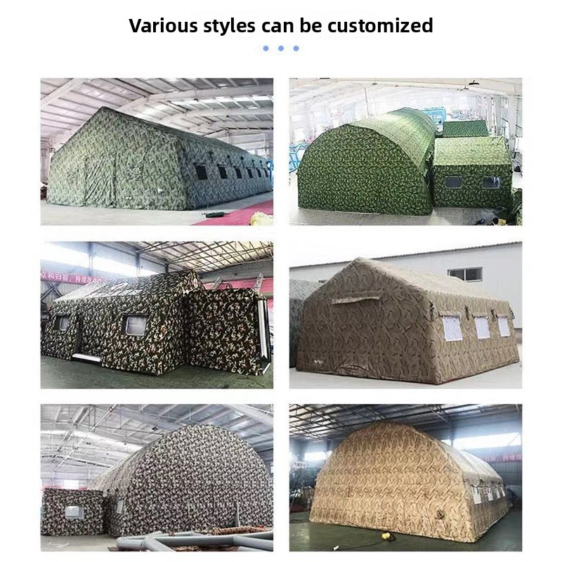 Outdoor large camouflage command inflatable tent, field training exercise ear-shaped inflatable tent for accommodation