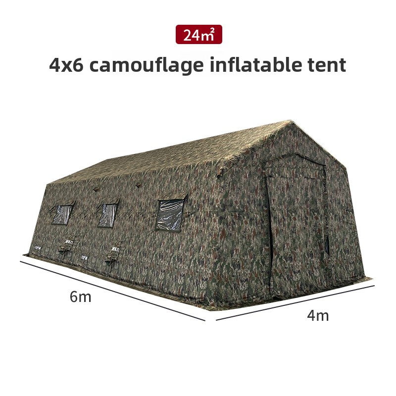 Outdoor large camouflage command inflatable tent, field training exercise ear-shaped inflatable tent for accommodation