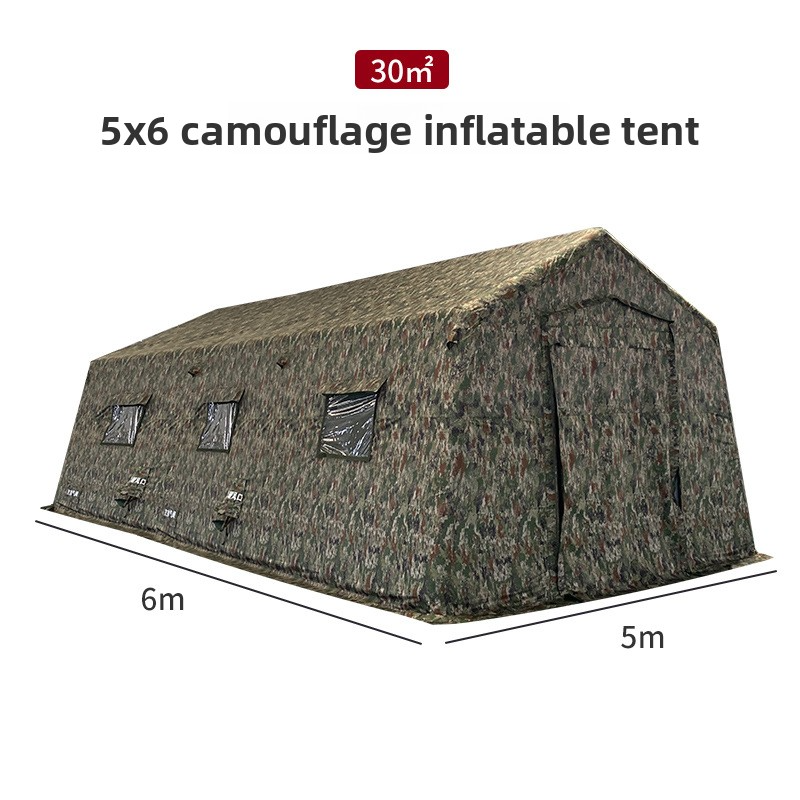 Outdoor large camouflage command inflatable tent, field training exercise ear-shaped inflatable tent for accommodation