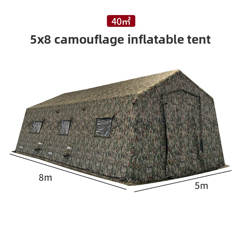 Outdoor large camouflage command inflatable tent, field training exercise ear-shaped inflatable tent for accommodation