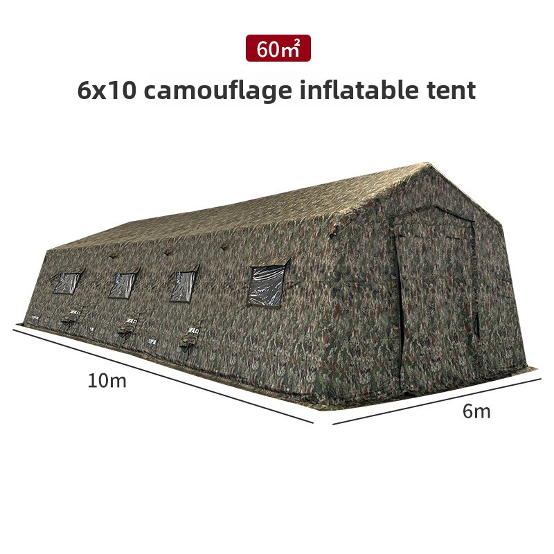 Outdoor large camouflage command inflatable tent, field training exercise ear-shaped inflatable tent for accommodation