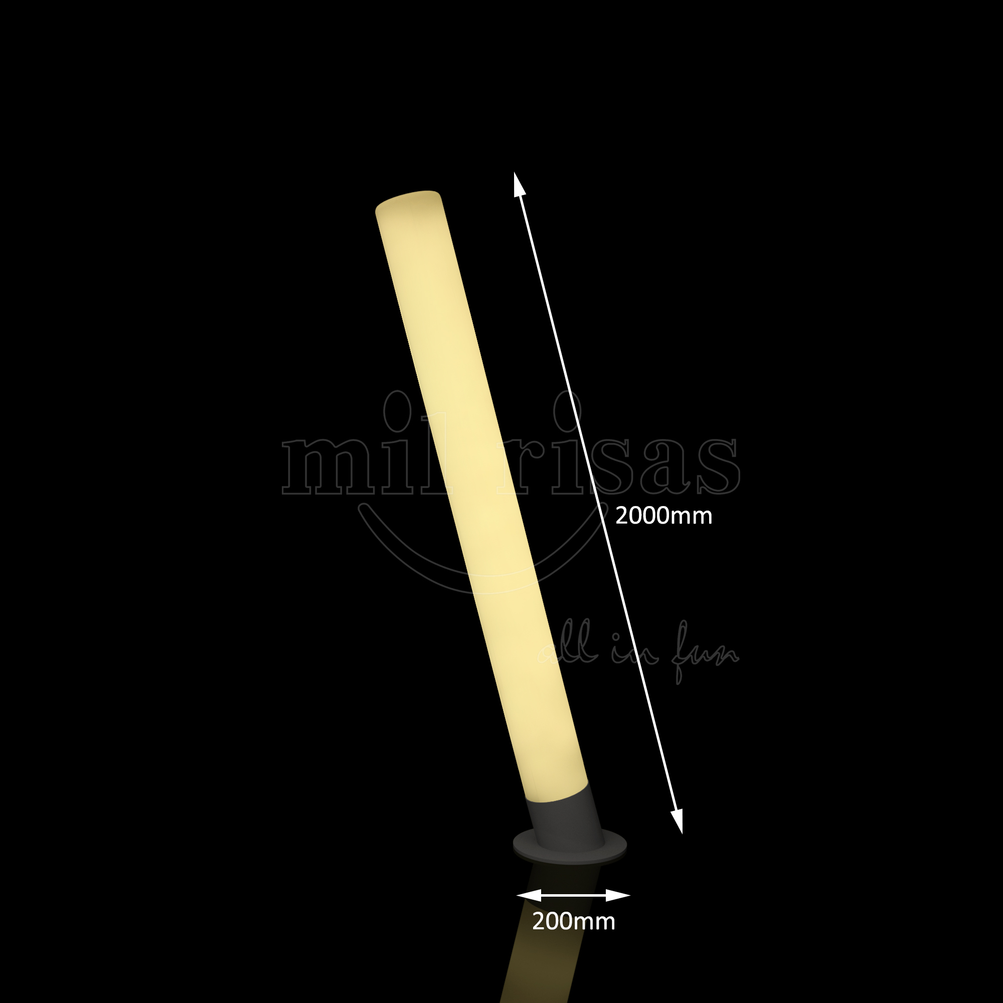 Outdoor LED Cylindrical Floor Lamp with Metal Base