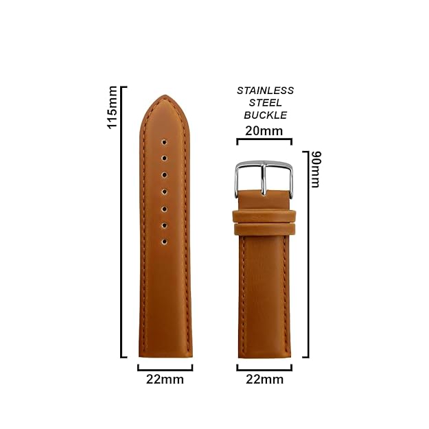 RAYYN OREO PADDED V-TIP DESIGN Leather watch strap Tan Colour 22mm Size