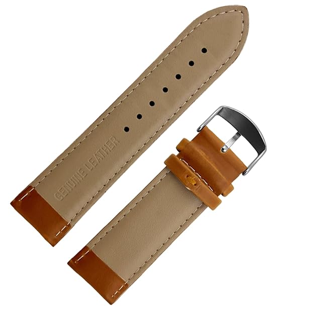 RAYYN OREO PADDED V-TIP DESIGN Leather watch strap Tan Colour 22mm Size