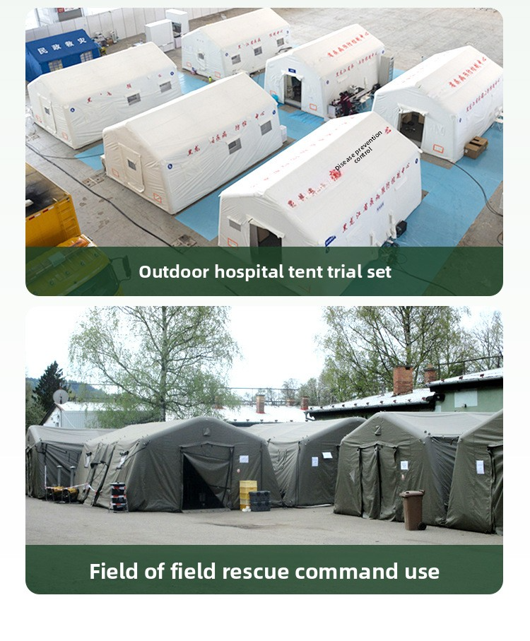 White medical inflatable tent, disaster relief emergency tent, operating room drill module, disease control Red Cross tent.for accommodation