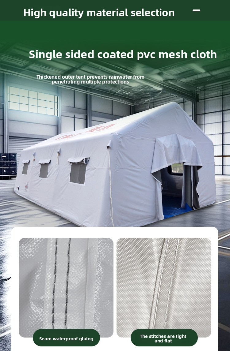 White medical inflatable tent, disaster relief emergency tent, operating room drill module, disease control Red Cross tent.for accommodation