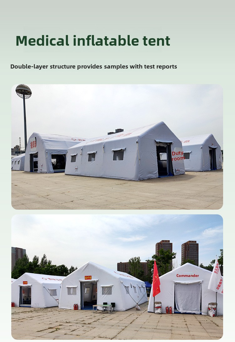 White medical inflatable tent, disaster relief emergency tent, operating room drill module, disease control Red Cross tent.for accommodation