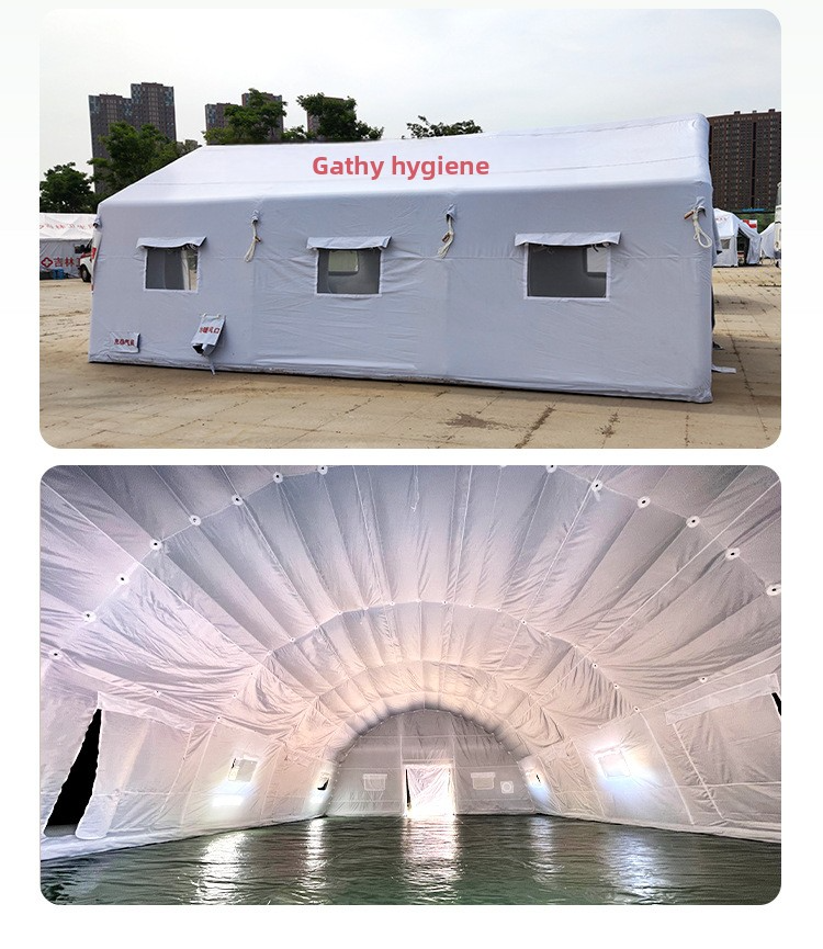 White medical inflatable tent, disaster relief emergency tent, operating room drill module, disease control Red Cross tent.for accommodation