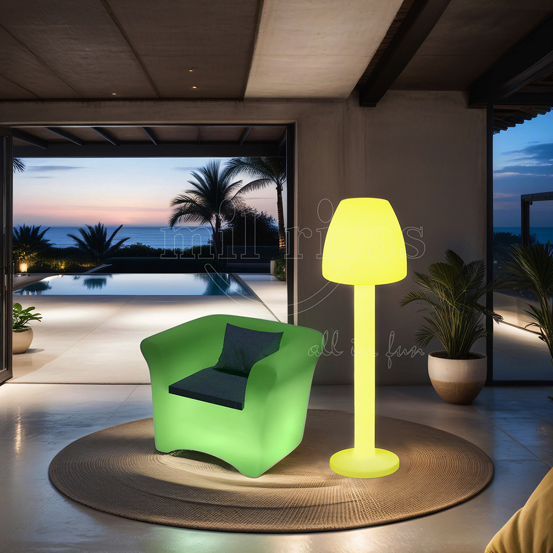 Outdoor RGB LED Vases Standing Lamp