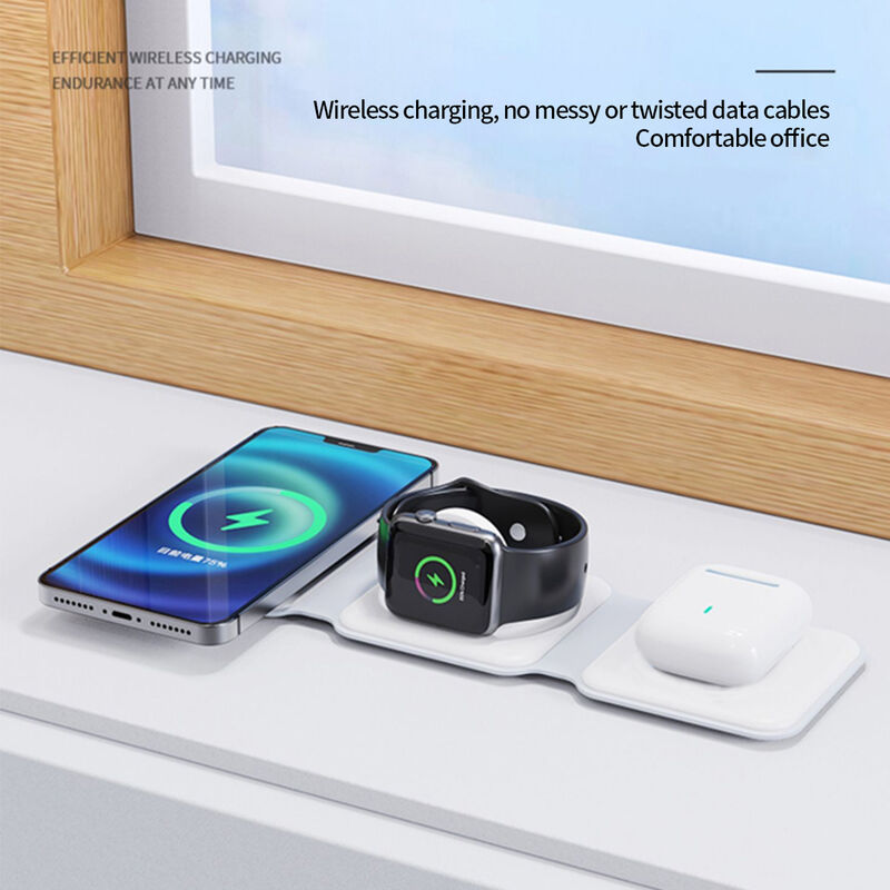Wholasale OEM factory 3-in-1 magnet transparent wireless charger