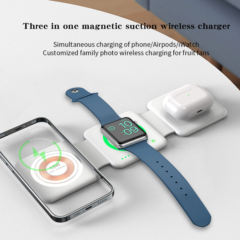 Wholasale OEM factory 3-in-1 magnet transparent wireless charger