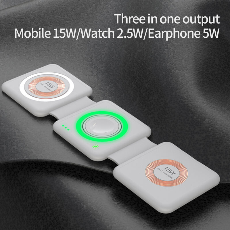 Wholasale OEM factory 3-in-1 magnet transparent wireless charger