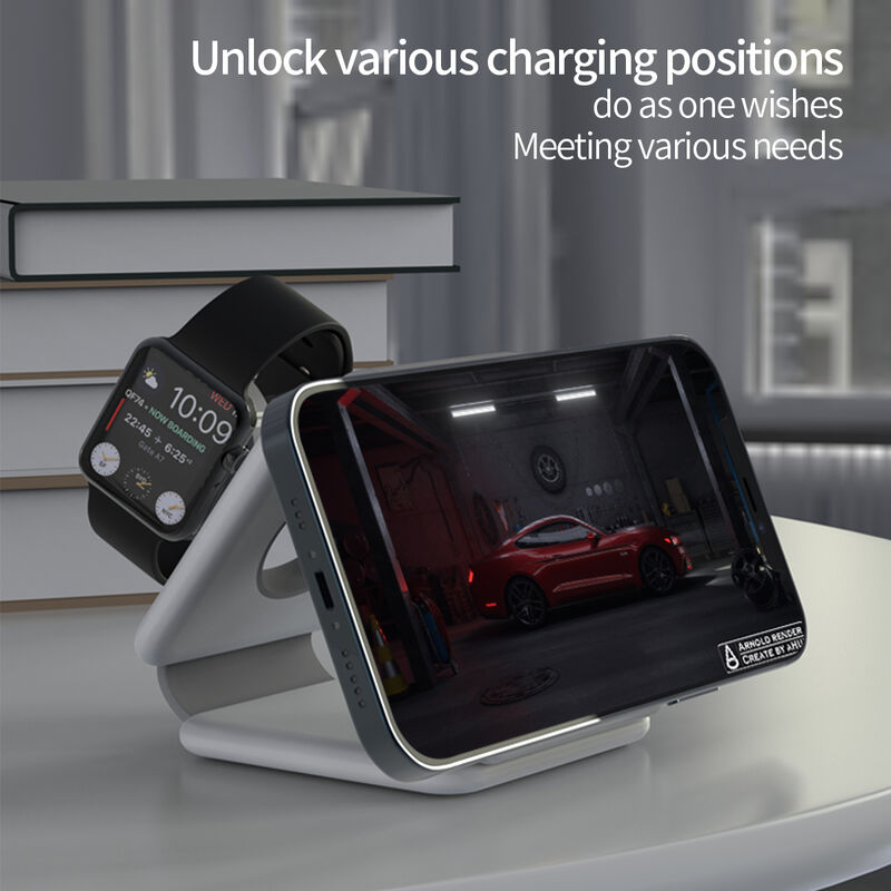 Wholasale OEM factory 3-in-1 magnet transparent wireless charger