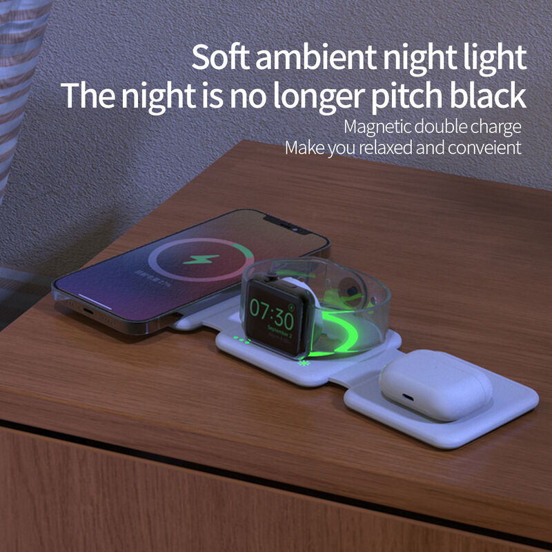 Wholasale OEM factory 3-in-1 magnet transparent wireless charger