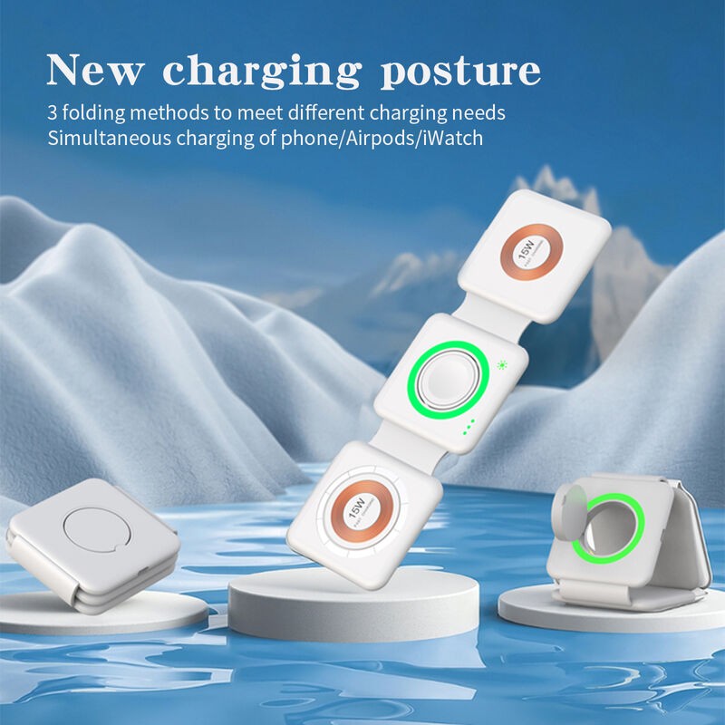 Wholasale OEM factory 3-in-1 magnet transparent wireless charger
