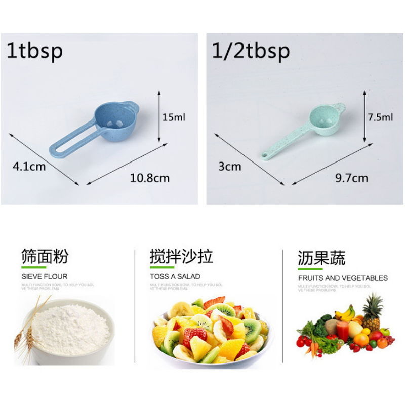 Rainbow color set of 10PCS wheat straw plastic baking tools with measuring cups