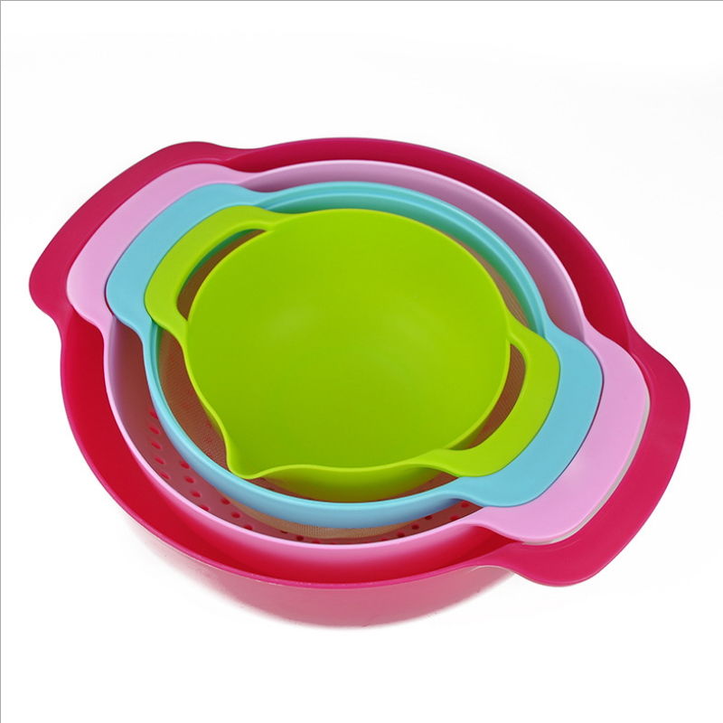Rainbow color set of 10PCS wheat straw plastic baking tools with measuring cups