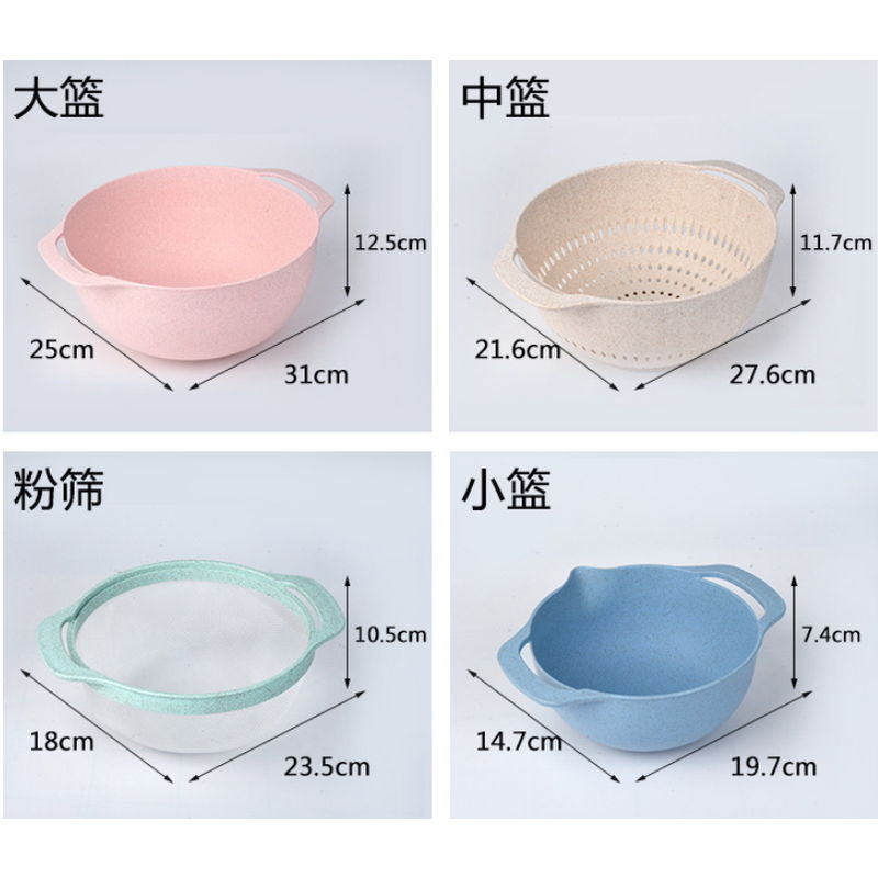Rainbow color set of 10PCS wheat straw plastic baking tools with measuring cups