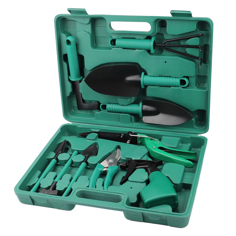 Garden Work Tools set 10-piece set Portable gardening tools case Shovel Rake Twig Shears Tools