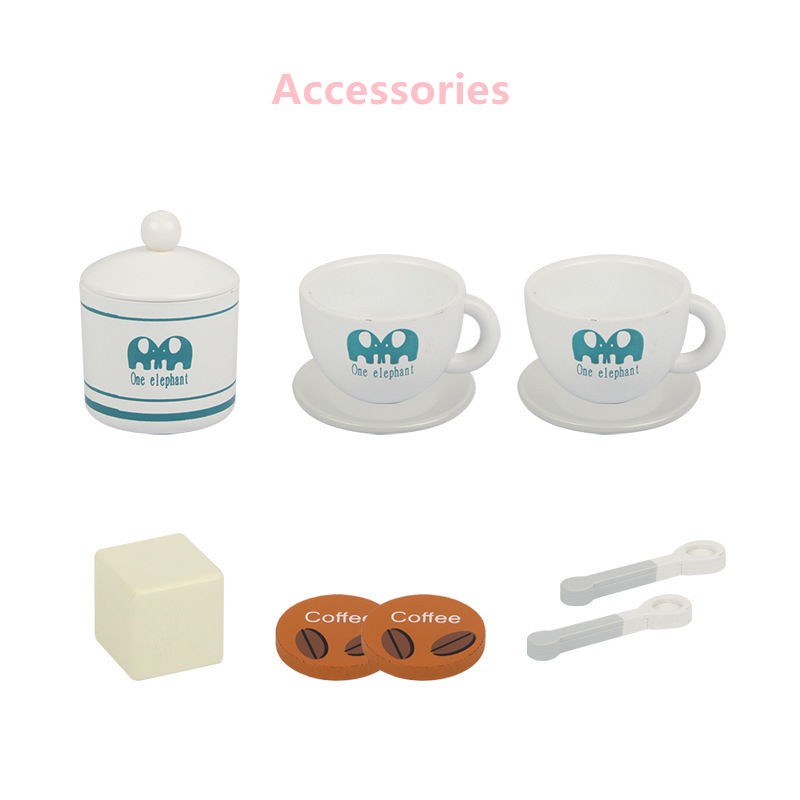Children wooden make-believe kitchen coffee maker juicer microwave oven set wooden coffee machine
