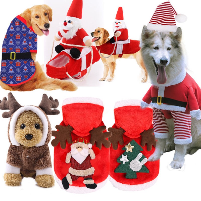 Dog Xmas Clothes Pet Christmas Clothes For Small Medium Large Dog Horse Riding Outfit Santa Claus Pet clothes 33SKU Available