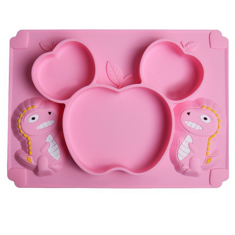 New Rectangle Silicone Baby Suction Plate Children Training Tableware Baby Dining Feeding Plate