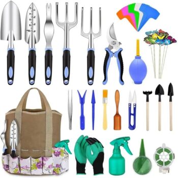 Bag women garden hand tools set kit with Weeder Fork Rake Trowel Pruner Digging garden tool sets Hand pruners Floral scissor