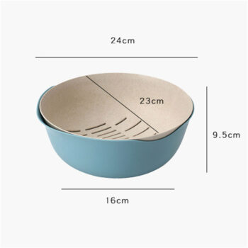 Plastic Fruit Basket Wheat Straw Kitchen Vegetable Fruit Washing Colander Basket