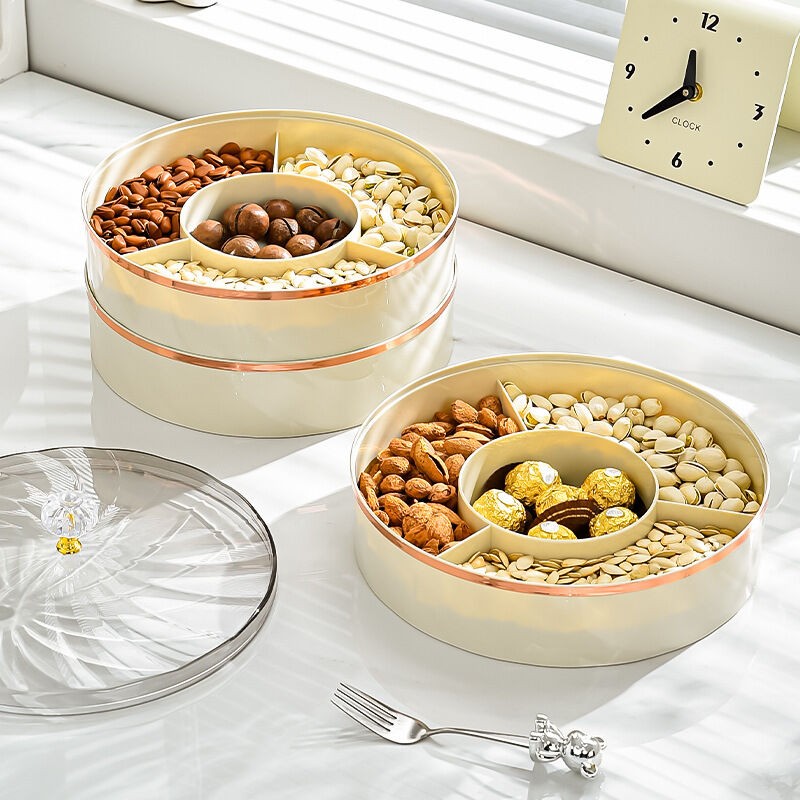 Light Luxury Household Plastic Fruit Nuts Candies Trays Multi-Layer Separation Thickening Design Dust-Proof Moisture-Proof Design