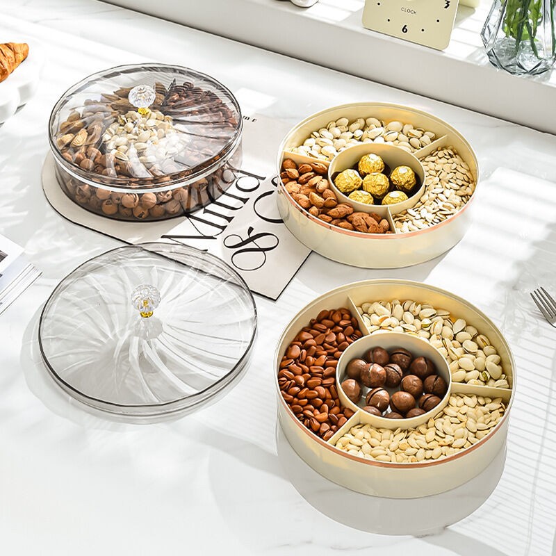 Light Luxury Household Plastic Fruit Nuts Candies Trays Multi-Layer Separation Thickening Design Dust-Proof Moisture-Proof Design