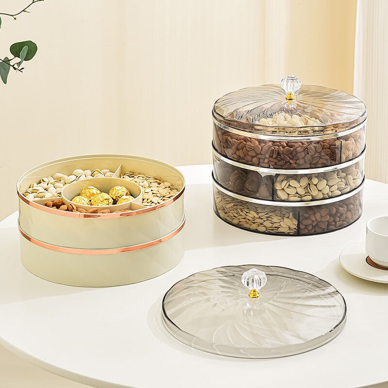 Light Luxury Household Plastic Fruit Nuts Candies Trays Multi-Layer Separation Thickening Design Dust-Proof Moisture-Proof Design