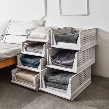 Hot Selling Stackable Drawer Type Foldable Plastic Clothes Storage Box Organizer For Clothes