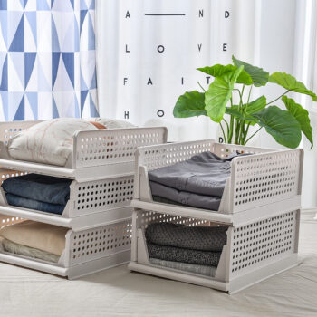 Hot Selling Stackable Drawer Type Foldable Plastic Clothes Storage Box Organizer For Clothes